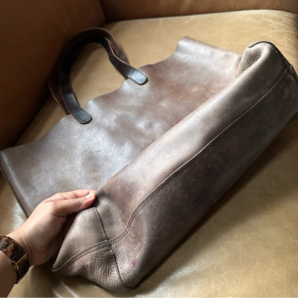 Basil Racuk amazing brown leather tote work bag laptop travel roomy unisex - Picture 6 of 14